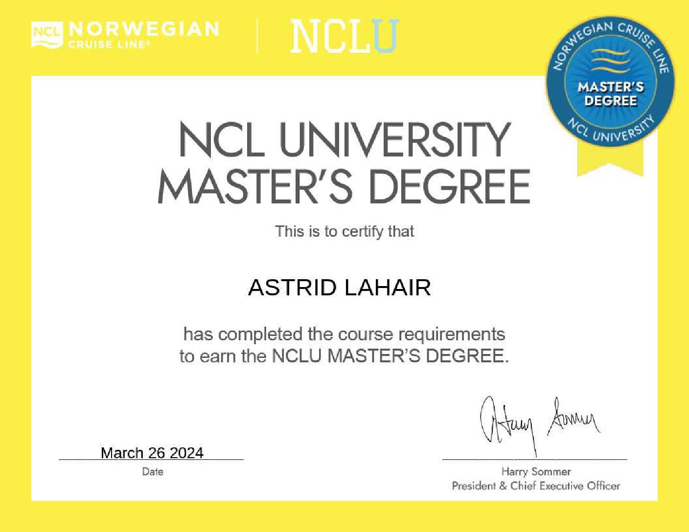 Norwegian Masters Degree certificate